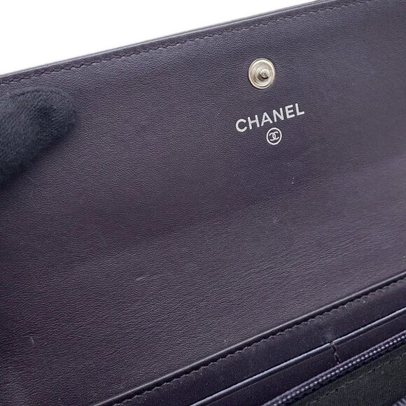 CHANEL CC Logo Long Flap Wallet Calfskin Purple - Picture 13 of 16